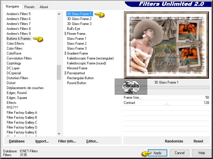 Effecten - Insteekfilters - <I.C.NET Software> - Filters Unlimited 2.0 - Buttons & Frames - 3D Glass Frame 1