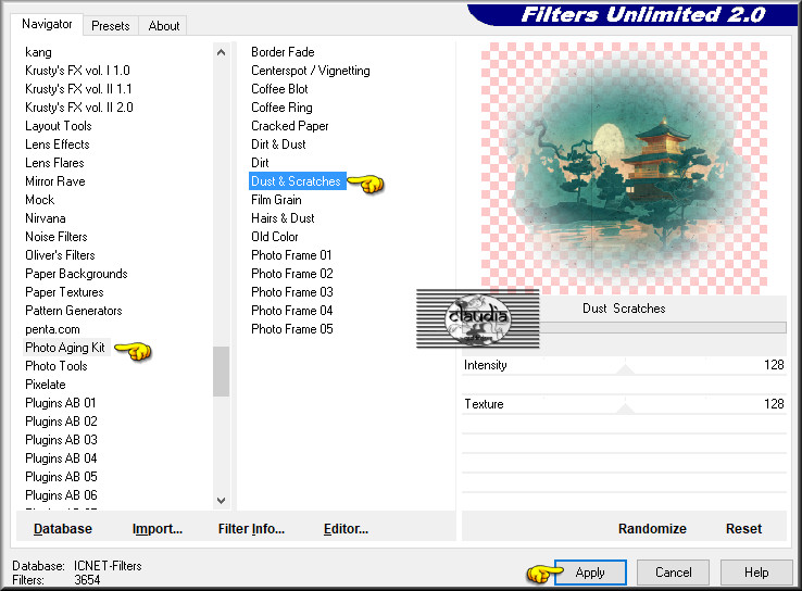 Effecten - Insteekfilters - <I.C.Net Software> - Filters Unlimited 2.0 - Photo Aging Kit - Dust & Scratches