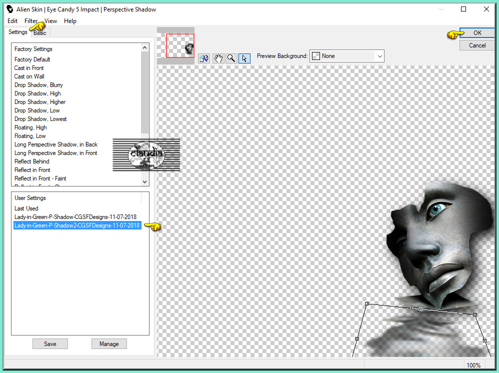 Effecten - Insteekfilters - Alien Skin Eye Candy 5 : Impact - Perspective Shadow