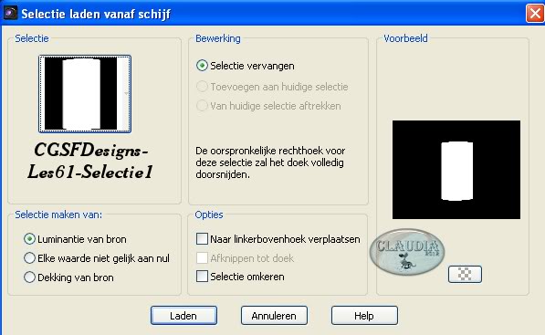 Selecties - Selectie laden/opslaan - Selectie laden vanaf schijf : CGSFDesigns-Les61-Selectie1