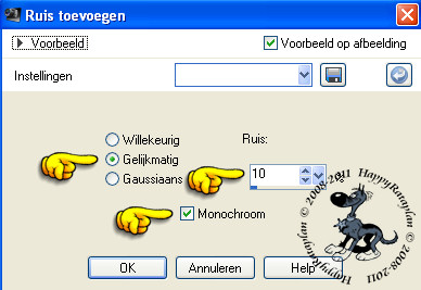 Aanpassen - Ruis toevoegen/verwijderen - Ruis toevoegen : (= Grofkorreligheid)