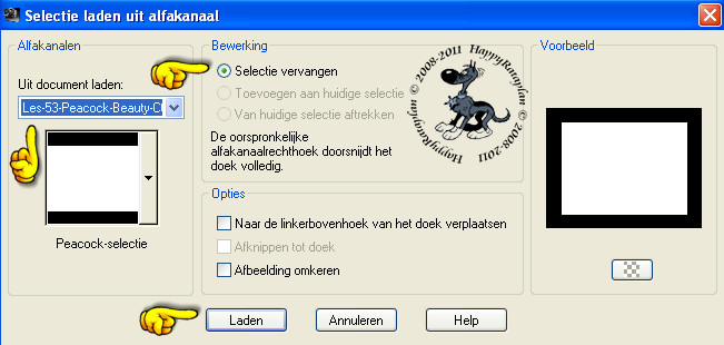 Selecties - Selectie laden/opslaan - Selectie laden uit alfakanaal