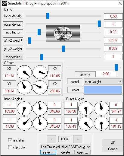 Effecten - Insteekfilters - DragonFly - Sinedots II : voer alle getallen manueel in