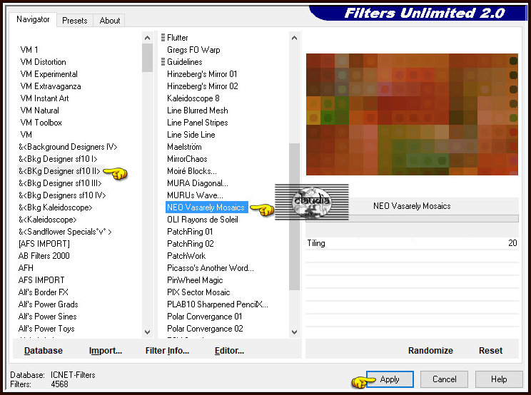 Effecten - Insteekfilters - <I.C.NET Software> - Filters Unlimited 2.0 - &<BKg Designer sf10 II> - NEO Vasarely Mosaics