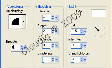 Instellingen Slagschaduw