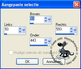 Instellingen aangepaste selectie