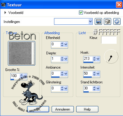 Instellingen voor het Textuur
