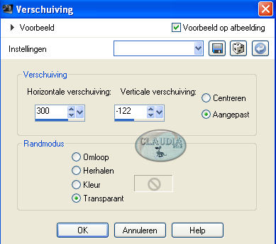 Instellingen Afbeeldingseffect - Verschuiving