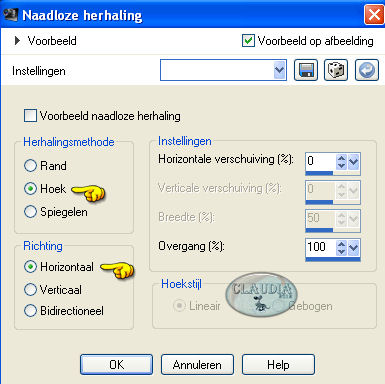 Instellingen Afbeeldingseffect - Naadloze herhaling