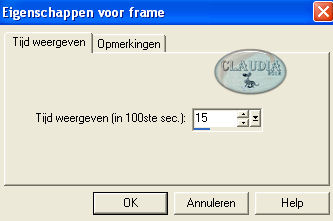 Instelling eigenschappen voor frame