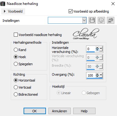 Instellingen Naadloze herhaling