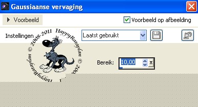 Instellingen gaussiaanse vervaging