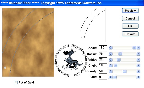 Instellingen filter Andromeda