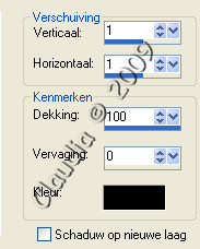 Instellingen Effect Slagschaduw