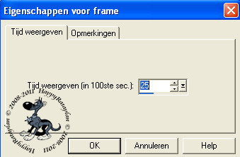 Eigenschappen voor de frames