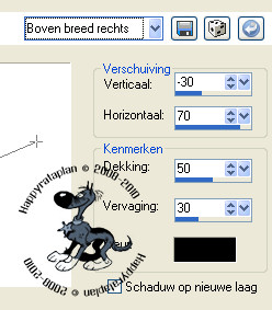 Voorinstelling Boven breed rechts