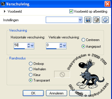 Instellingen voor Verschuiving