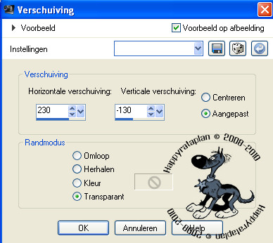 Instellingen voor Verschuiving