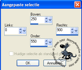 Instellingen aangepaste selectie