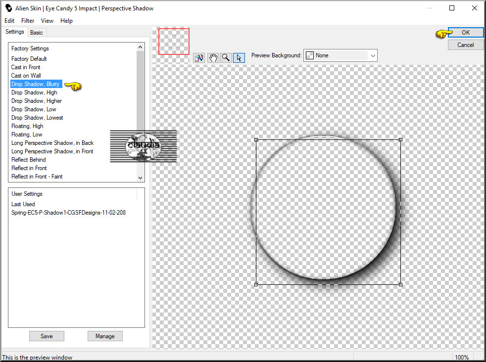 Effecten - Insteekfilters - Alien Skin Eye Candy 5 : Impact - Perspective Shadow