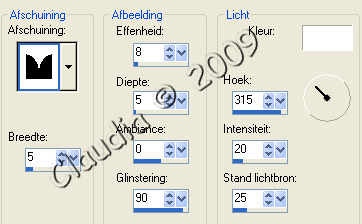 Instellingen Afschuining Binnen