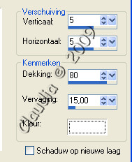 Instellingen Slagschaduw