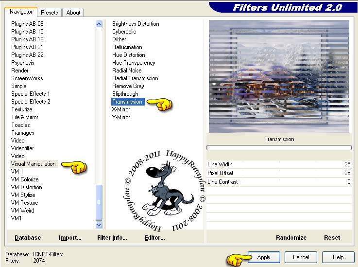 Instellingen filter Visual Manipulation [Visman]