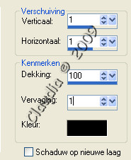 Instellingen voor Slagschaduw