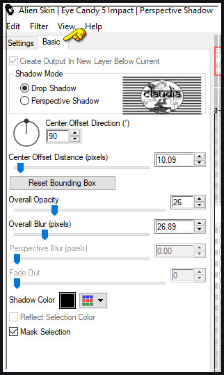 Effecten - Insteekfilters - Alien Skin Eye Candy 5 : Impact - Perspective Shadow :