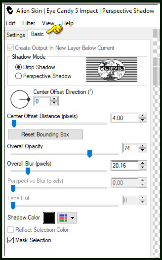 Effecten - Insteekfilters - Alien Skin Eye Candy 5 : Impact - Perspective Shadow