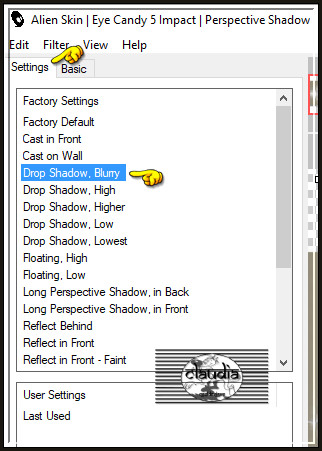 Effecten - Insteekfilters - Alien Skin Eye Candy 5 : Impact - Perspective Shadow