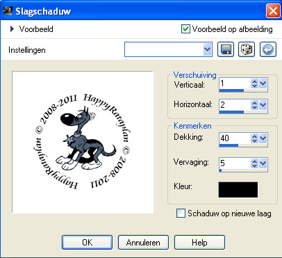 Instellingen voor slagschaduw