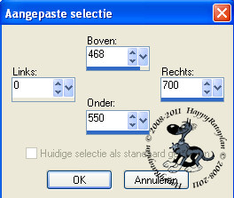 Instellingen aangepaste selectie