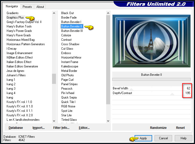 Effecten - Insteekfilters - <I.C.NET Software> - Filters Unlimited 2.0 - Graphics Plus - Button Beveler II :