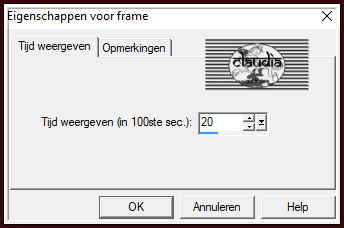 Animatie - Eigenschappen voor frame