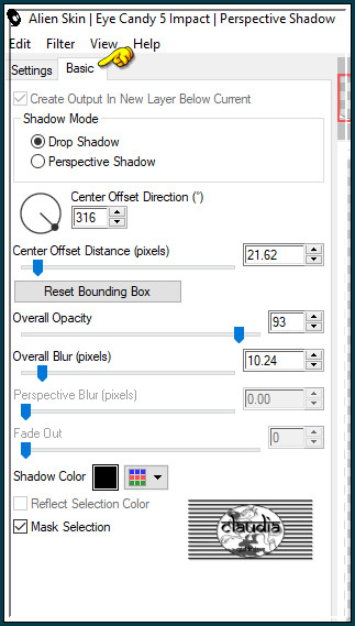 Effecten - Insteekfilters - Alien Skin Eye Candy 5 : Impact - Perspective Shadow :