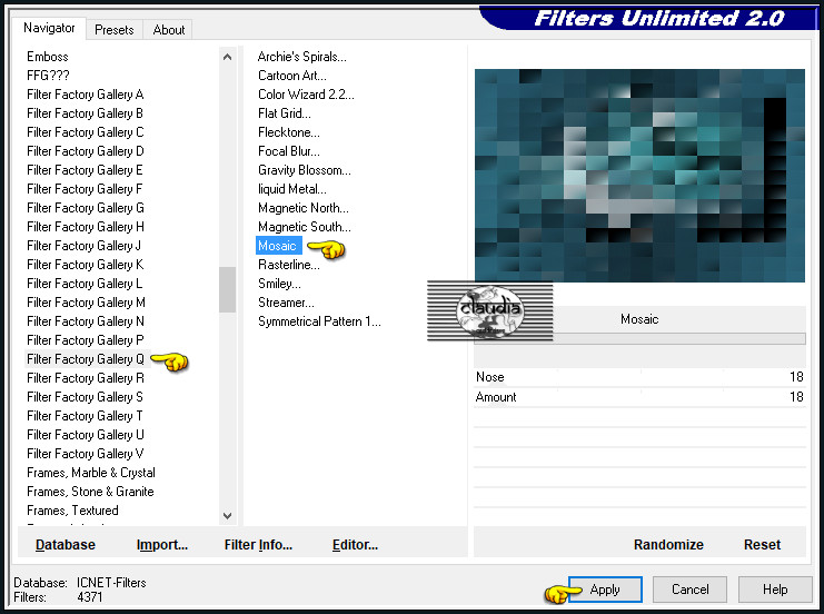 Effecten - Insteekfilters - <I.C.NET Software> - Filters Unlimited 2.0 - Filter Factory Gallery Q - Mosaic