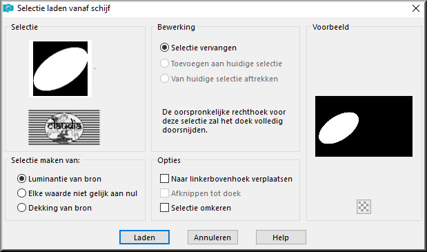 Selecties - Selectie laden/opslaan - Selectie laden vanaf schijf : sel351_aliciar 