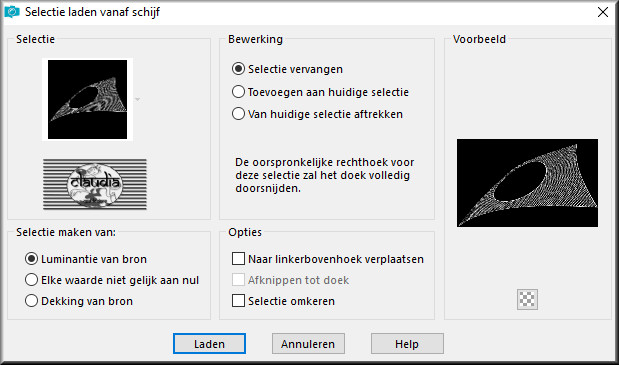 Selecties - Selectie laden/opslaan - Selectie laden vanaf schijf : sel350_aliciar 