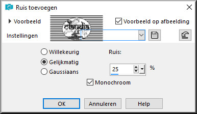 Aanpassen - Ruis toevoegen/verwijderen - Ruis toevoegen : (= Grofkorreligheid)