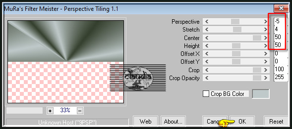 Effecten - Insteekfilters - MuRa's Meister - Perspective Tiling : Crop BG Color = 2de kleur