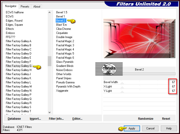 Effecten - Insteekfilters - <I.C.NET Software> - Filters Unlimited 2.0 - Filter Factory Gallery G - Bevel 2