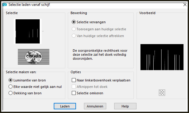 Selecties - Selectie laden/opslaan - Selectie laden vanaf schijf : sel140_aliciar