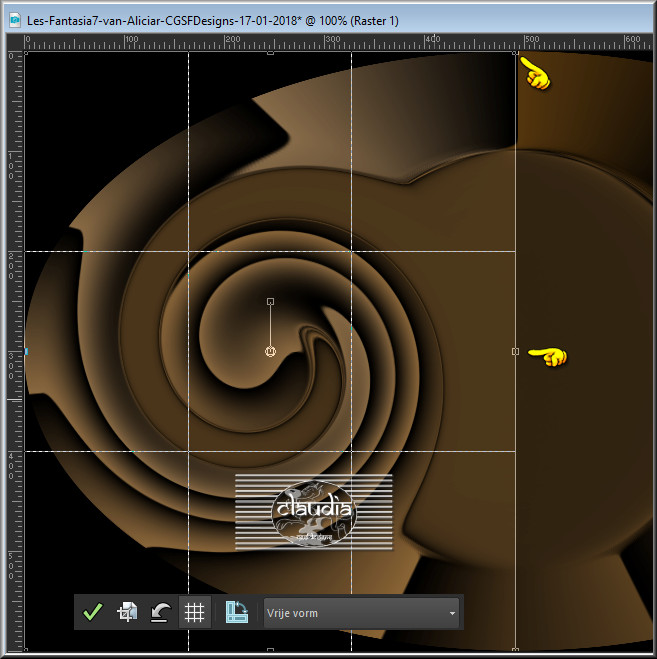 Trek het raster van de rechterkant van je werkje naar het midden toe, tot ongeveer 490 px