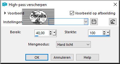 Aanpassen - Scherpte - High pass verscherpen 