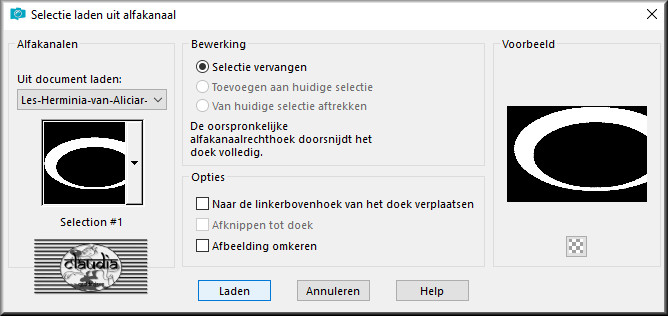 Selecties - Selectie laden/opslaan - Selectie laden uit alfakanaal : Selection #1