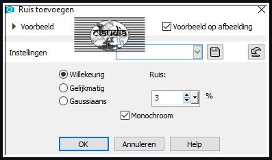 Aanpassen - Ruis toevoegen/verwijderen - Ruis toevoegen : (= Grofkorreligheid)