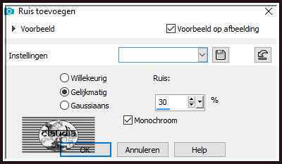 Aanpassen - Ruis toevoegen/verwijderen - Ruis toevoegen : (= Grofkorreligheid)