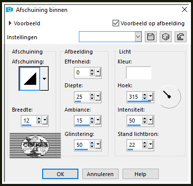 Effecten - 3D-Effecten - Afschuining binnen