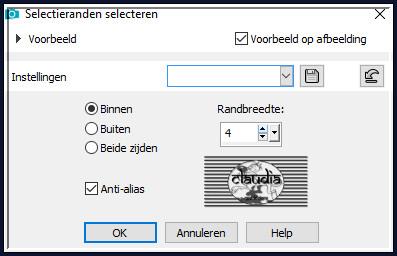 Selecties - Wijzigen - Selectieranden selecteren :